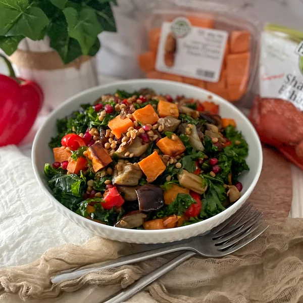 Eggplant Kale Lentil Salad