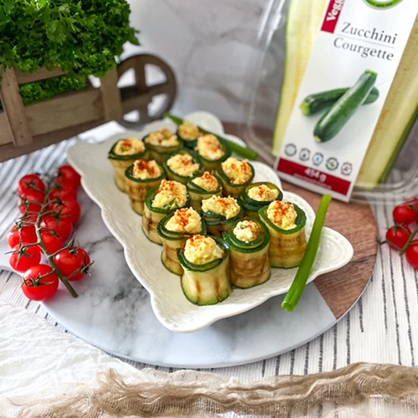 Roulés de courgette grillée à la salade aux œufs