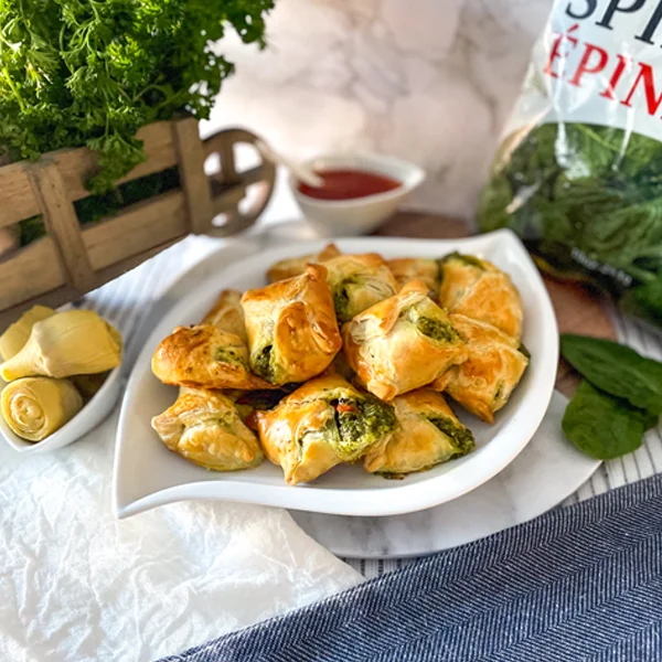 Puff Pastry Stuffed with Spinach Artichoke Pesto