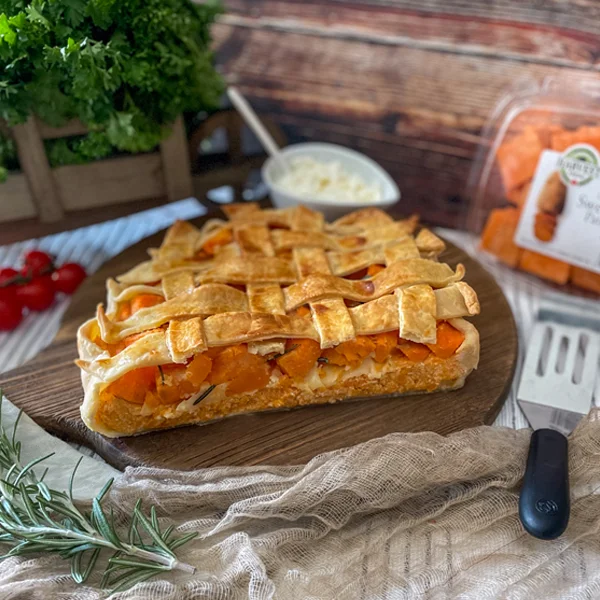 Tarte rustique à la patate douce et à la ricotta
