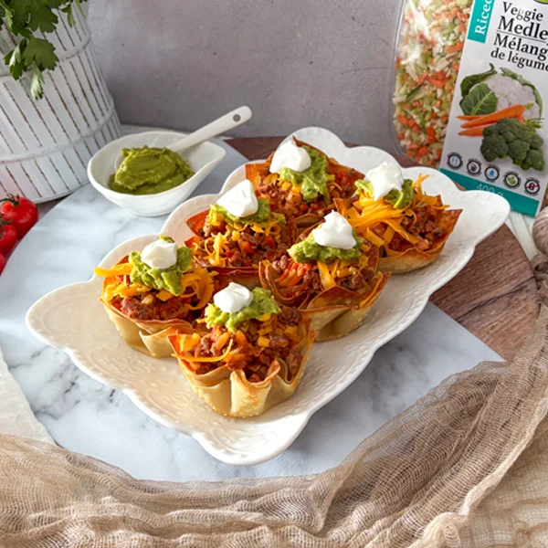 Veggie Medley Beef Wonton Cups