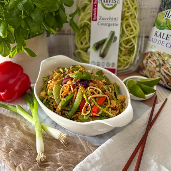 Zucchini Spirals and Kale Slaw Slaw Pad Thai