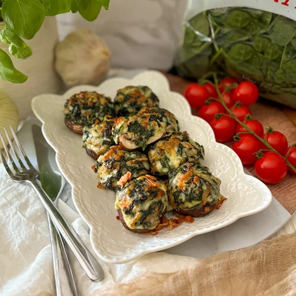 Champignons farcis aux épinards et au fromage