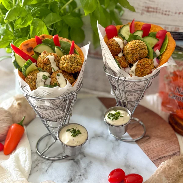 Sweet Potato Falafels in Pita
